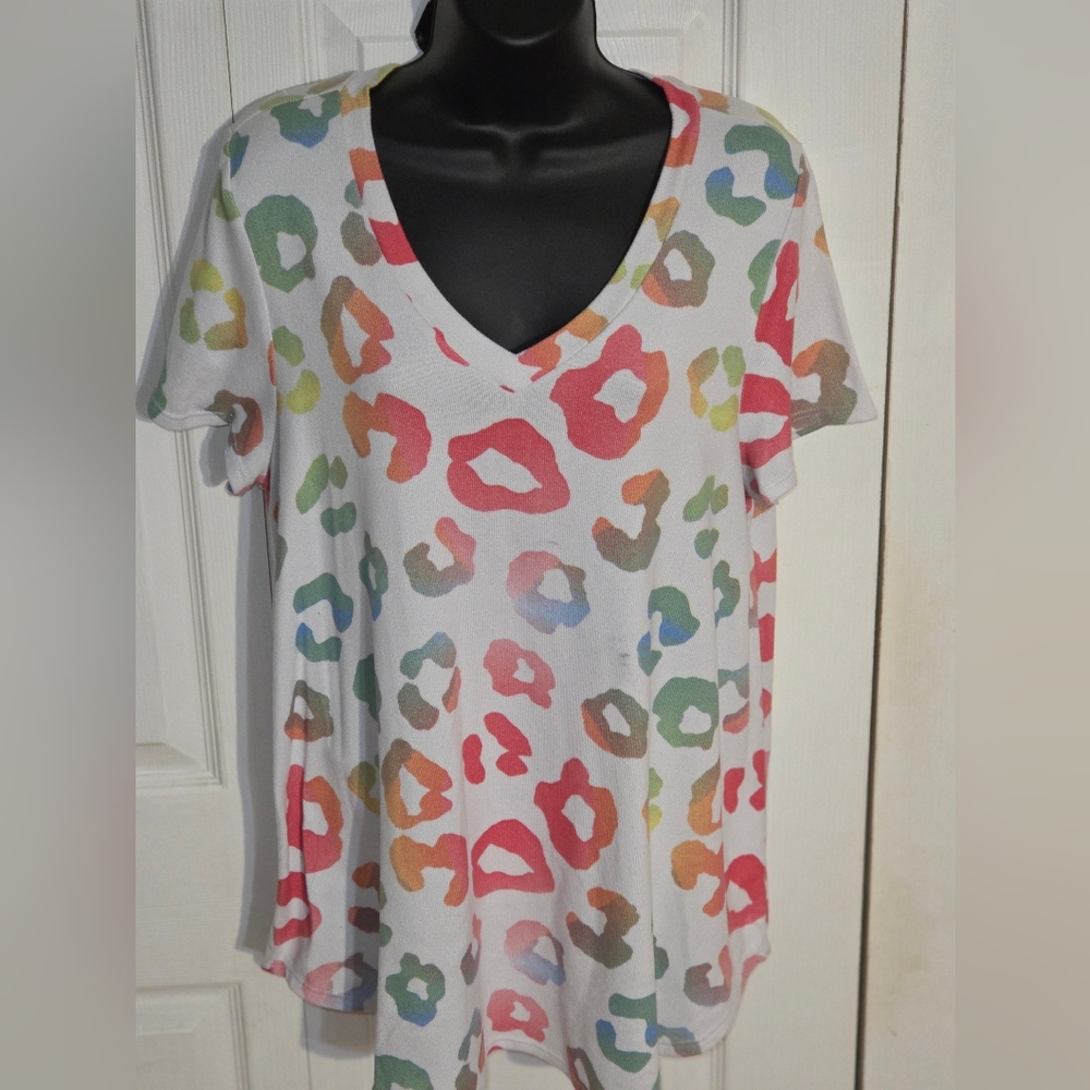 Honeyme Pink and Blue Relaxed Short Sleeve T-Shirt